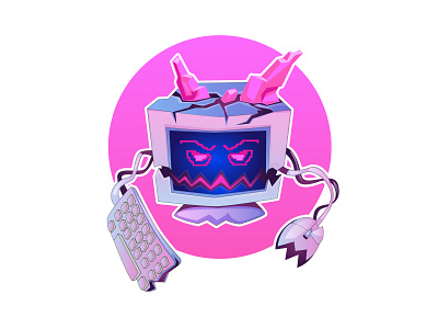 Evil Computer ai animation artwork character design computer creative design design art drawing drowning evil graphic design illustration illustrator unique vector art