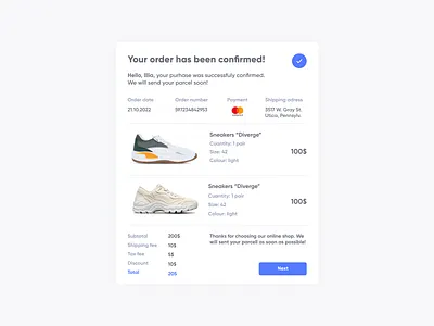 Order summary template.