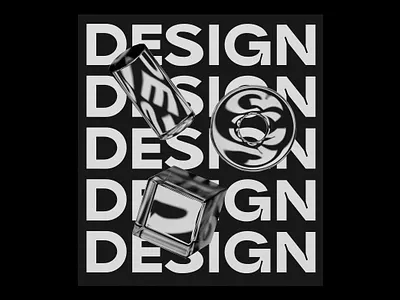 Glass objects 3d graphic design typography