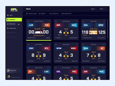 Next Play - Live Score Dashboard Design 2022 admin clean creative creative design dashboard dashboard template design gamer gaming minimal modern modern design networking trending trending design uiux web dashboard web dashboard templates