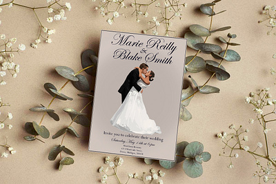 Couple Illustration Wedding Invitation graphic design illustration typography wedding