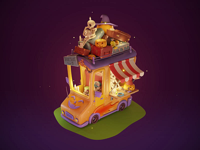 3D Halloween Car 3d 3d animation 3d art 3d game animation art blender blender 3d concept concept art game game art graphic design