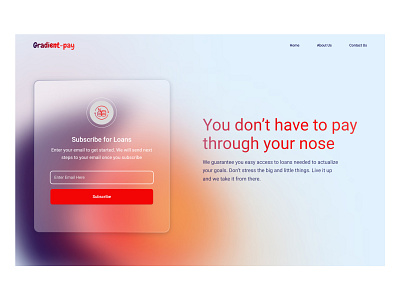 Gradient Pay design form gradient background gradient mesh landing page loans web