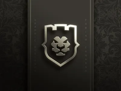 Medieval Lion Logo branding castle classic crown elegant for sale fortress heraldry king law legal lion logo medieval real estate realty royalty shield stronghold tower