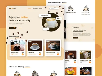 Cafe Street - E Commerce Landing Page app coffee coffee app coffee shop design e commerce food app landing page logo mobile starbucks ui web design