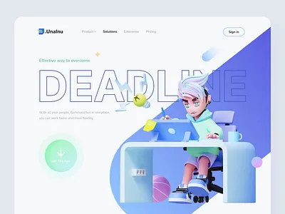 UnaInu - Landing Page | 3D Illustrations 3d 3d for web 3d illustration app blender character 3d file transfer header header web illustration landing page modeling ui web design website
