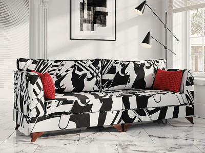 Videnov Letters alphabet black and white contemporary couch design furniture illustration letters modern sofa