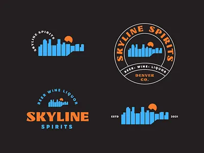 Skyline Spirits Badge Collection badge bar beer illustration liquor logo logomark metaphor symbol
