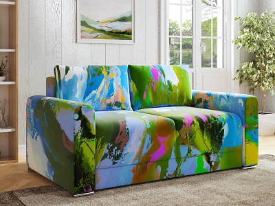 Videnov Nature contemporary couch design furniture illustration interior modern nature pattern procreate sofa visual