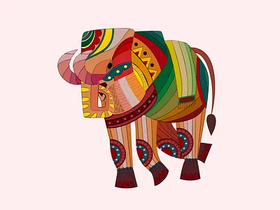Elephants in the Central Highlands of Vietnam art concept creative drawing illustration vector