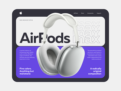 Apple AirPods. UI concept. Website design 3d design airpods apple e commerce graphic design headphones inspiration interface landing page typography ui ui design ux web design website
