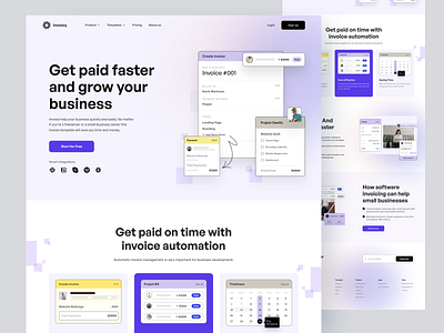 Invoicy - Invoice Landing Page accounting business clean design freelance invoice invoicing landing page management minimal online invoice payment proposal saas software ui design uiux website whitespace