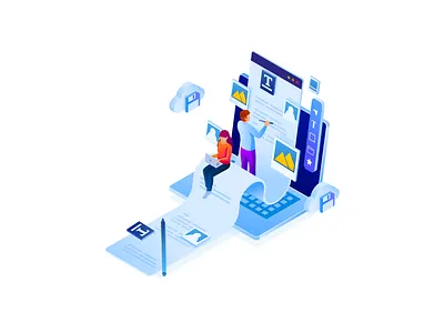 Blog Writing Isometric design graphic design graphics illustration isometric minimalism vector