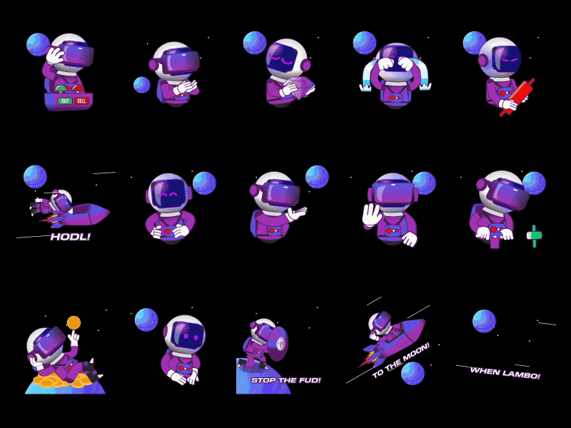 Community Metaverse - Animated Telegram Stickers aftereffect animation animated animated stickers animatedstickers animation character animation character design crypto gif animation lottie sticker pack telegram telegram sticker
