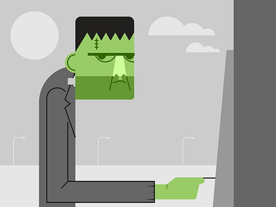 Frank at the ATM frankenstein halloween illustraion illustration illustration art illustration digital illustrations seattle