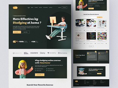 eSmart | Online learning Landing Page View app design course courses design design app learning online onlinecourses ui ui ux uidesign uiux