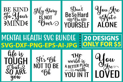 Mental Health SVG Bundle motivational clip arts