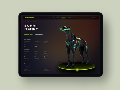 Houndrace — NFT gaming platform bladerunner cyber dark theme enterprise futuristic game interface design gaming navigation nft nft gaming races saas spredsheet table ui ux web