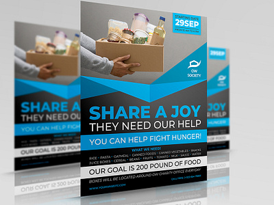 Charity Fundraising Flyer Template boxed meal business charity charity event charity flyer corporate design donate donation flyer food homeless homeless food drive leaflet poster volunteer volunteer flyer