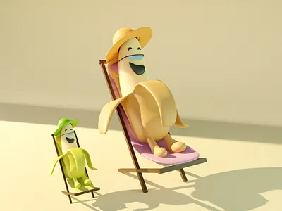 Banana family 2d 3d 3d art 3d character 3d illustration 3d render banana blender character character design color design illustration isometric lowpoly