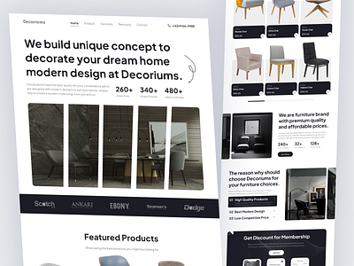 Landing Page - Furniture Shop app architecture chair decoration e commerce furniture homedecor interior design interior studio landing page living room marketplace minimalist modern design online store product design sofa store web design website furniture