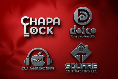 Logos on Red BG 3d mockup design logodesign