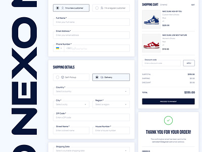 Nexo Checkout Flow checkout flow checkout form contact information payment details shipping details shopping cart uiux web design