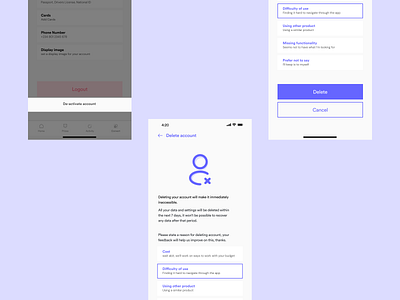 Delete account app branding design graphic design illustration logo ui ux vector