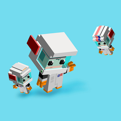 Astro Voxels. animal crossing astro astronaust design graphic design illustration logo nasa pixel spaceship ui ux vector voxel