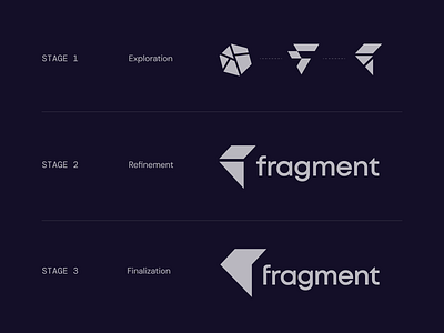 Fragment process blockchain diamond financial fragment icon identity investors logo design logo exploration logo process logomark logotype mark nft typography unfold web3
