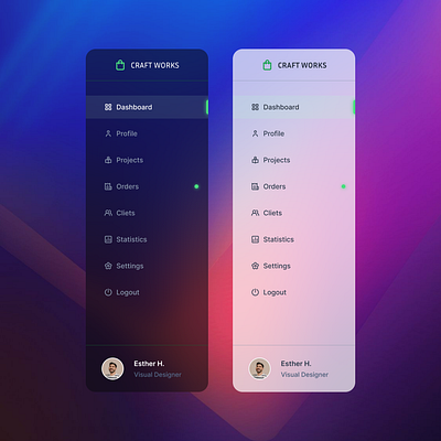 Sidebar design (Glassmorphism) 3d animation appdesigner branding design graphic design horizontalnavigation illustration logo motion graphics navigation sidebar sidebardesign typography ui ux vector webdesign webdesigner