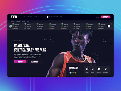 Fan Controlled Hoops Concept basketball branding concept countdown gradient hoops inspiration landing sports timer ui ux