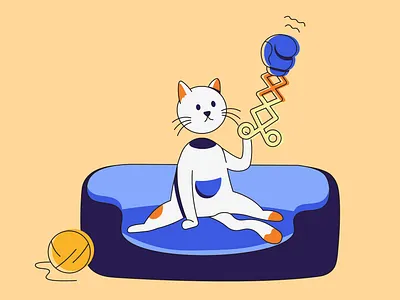 Boxing Cat boxing cat clean colorful crochet cute design flat funny graphic design illustration line pet simple sport vector