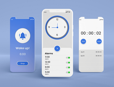Alarm Clock App UI 3d ado adobe illustrator adobe photoshop animation branding design graphic design illustration logo motion graphics ui