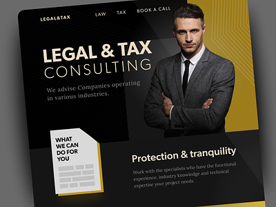 Legal & Tax consulting accounting advisory assurance banking company consulting dark theme hero section landing page law lawyer legal management personal professional tax wealth