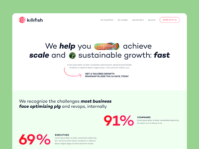 Landing page for Killifish analytics app design concept dashboard data interface le management product startup team manager ui ux web design website