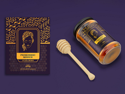 OPG Pčelarstvo Marinović raw oak honey jar bee branding design fairy honey jar label leaf mockup nature oak packaging plant product raw oak vector