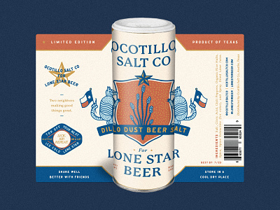 Ocotillo Salt Co for Lone Star Beer armadillo beer case study chile elote lime lone star ocotillo ocotillo salt co packaging packaging design salt shaker texas texas flag western