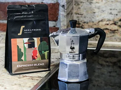 Segafredo, Espresso Blend branding coffee illustration italian packaging