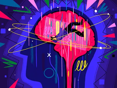 In a Spin colour editorial falling illustration man