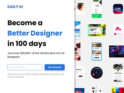 Daily UI #100 - Redesign Daily UI Landing Page app app mobile daily ui dailyui dailyui 100 design landing page redesign ui web design