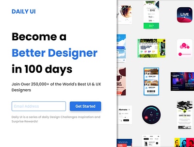Daily UI #100 - Redesign Daily UI Landing Page app app mobile daily ui dailyui dailyui 100 design landing page redesign ui web design