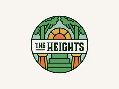 The Heights brand home logo logomark neighborhood residential the heights trees