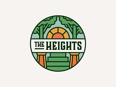 The Heights brand home logo logomark neighborhood residential the heights trees