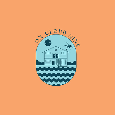 On Cloud Nine Beach House Logo beach branding graphic design house illustration logo sea seaside sunset vector