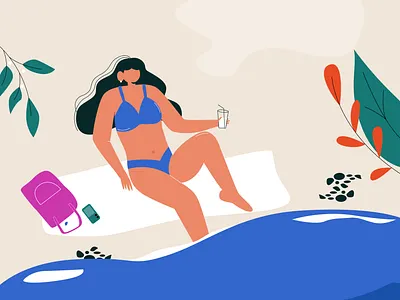 Summertime flat illustration flatart girl people summer vector vectorimage woman
