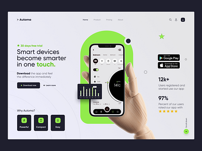 Website for Smart Home App app branding concept design download home phone product site smart ui user experience user interface ux web website