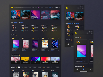 Collection paintings service, auction, NFT design figma nft nft colections service ui design ux ui web