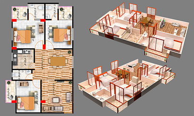 2D and 3D floor plan of an Apartment 1 unit design 2d drawing 2d floor plan 2d floor plan rendering 2d rendering 3d 3d floor plan 3d floor plan rendering 3d modeling apart apartment design apartment floor plan architectural brochure architectural design architecture architecture design autocad design vray rendering