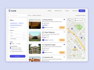 Tu Cole - Desktop Design app college desktop education education website figma school school finder search school ui user interface ux web design website